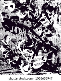 Background black and white abstract texture vector with  dark spots, pale nets, lines