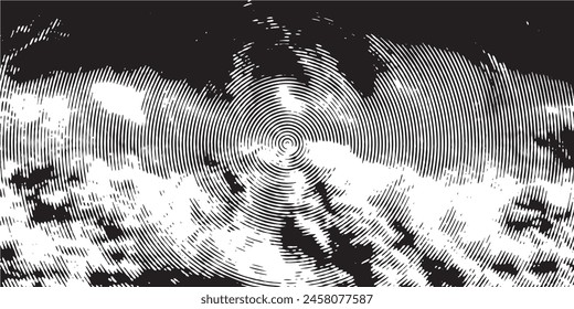 Hintergrund Schwarz-Weiß Abstrakte Textur Vektorgrafik mit dunklen Flecken, Netzen, Linien und Kratzern