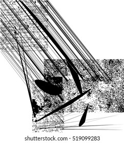 Background black and white abstract texture vector with lines and dark spots