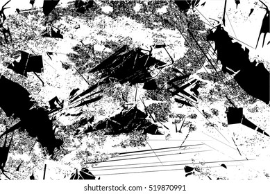 Background black and white abstract texture vector with lines,nets and dark spots
