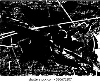 Background black and white abstract texture vector with lines,nets and dark spots

