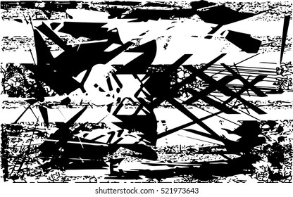 Background black and white abstract texture vector with lines, nets and dark spots