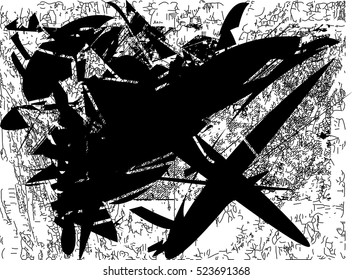 Background black and white abstract texture vector with  dark spots, nets and lines