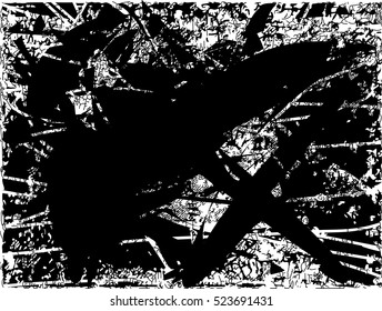 Background black and white abstract texture vector with  dark spots, nets and lines