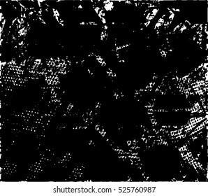 Background black and white abstract texture vector with round dark spots, nets and lines
