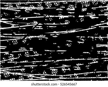 Background black and white abstract texture vector with round dark spots, balls nets and lines