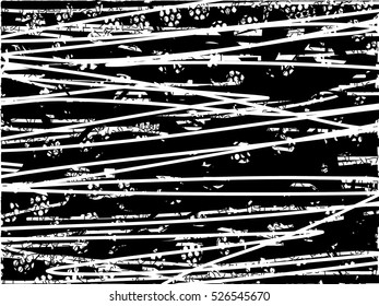 Background black and white abstract texture vector with round dark spots, balls nets and lines