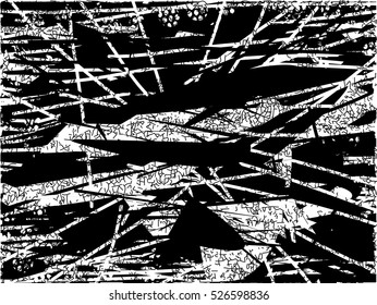 Background black and white abstract texture vector with round dark spots, balls nets and lines
