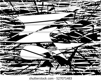 Background black and white abstract texture vector with round dark spots, nets and lines
