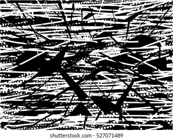 Background black and white abstract texture vector with round dark spots, nets and lines