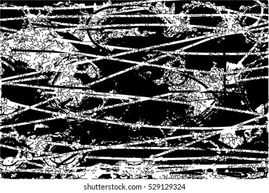 Background black and white abstract texture vector with dark spots, nets and lines, drawing 