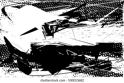 Background black and white abstract texture vector with dark spots, nets and lines, drawing 
