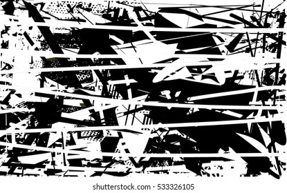 Background black and white abstract texture vector with  dark spots, nets and lines, drawing, 