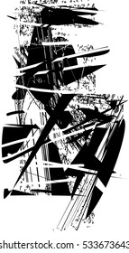 Background black and white abstract texture vector with  dark spots, nets and lines, drawing, 