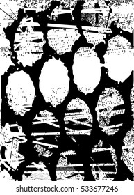 Background black and white abstract texture vector with  dark spots, nets and lines, drawing, 