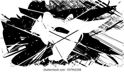 Background black and white abstract texture vector with  dark spots, nets, lines and with drawing, 