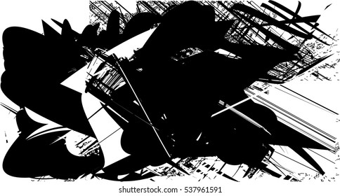 Background black and white abstract texture vector with  dark spots, nets, lines and with drawing, 