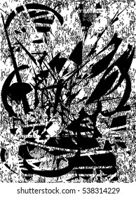 Background black and white abstract texture vector with  dark spots, nets, lines and with drawing, 

