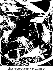 Background black and white abstract texture vector with  dark spots, nets, lines and with drawing, 