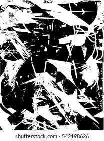 Background black and white abstract texture vector with  dark spots, nets, lines and with drawing, 