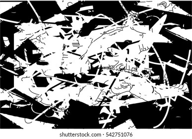 Background black and white abstract texture vector with  dark spots, nets and lines, drawing
