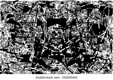 Background black and white abstract texture vector with  dark spots, nets and lines, drawing
