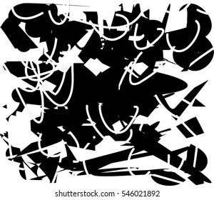 Background black and white abstract texture vector with  dark spots, nets and lines, drawing
