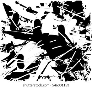 Background black and white abstract texture vector with  dark spots, nets, lines and drawing