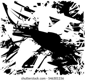 Background black and white abstract texture vector with  dark spots, nets, lines and drawing