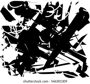 Background black and white abstract texture vector with  dark spots, nets, lines and drawing
