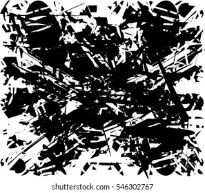 Background black and white abstract texture vector with  dark spots, nets, lines and drawing