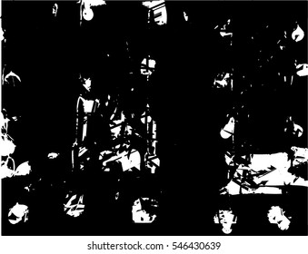 Background black and white abstract texture vector with  dark spots, nets, lines and drawing