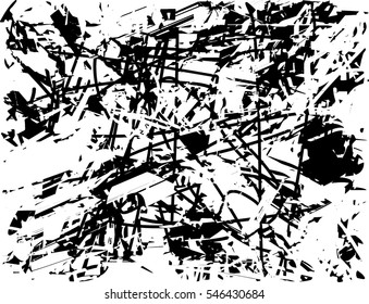 Background black and white abstract texture vector with  dark spots, nets, lines and drawing
