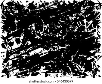 Background black and white abstract texture vector with  dark spots, nets, lines and drawing