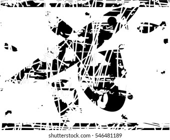 Background black and white abstract texture vector with  dark spots, nets, lines and drawing