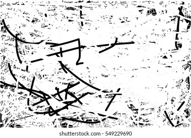 Background black and white abstract texture vector with  dark spots, nets, lines and drawing