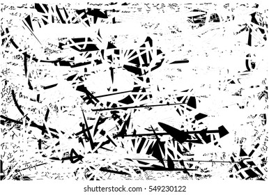 Background black and white abstract texture vector with  dark spots, nets, lines and drawing