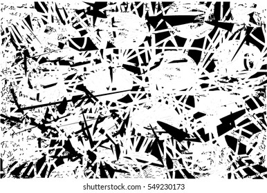 Background black and white abstract texture vector with  dark spots, nets, lines and drawing