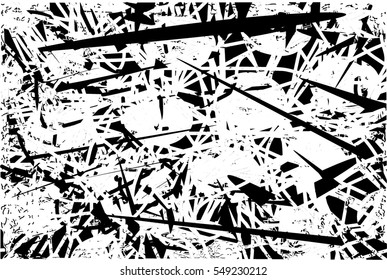 Background black and white abstract texture vector with  dark spots, nets, lines and drawing
