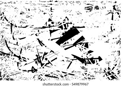 Background black and white abstract texture vector with  dark spots, nets, lines and drawing