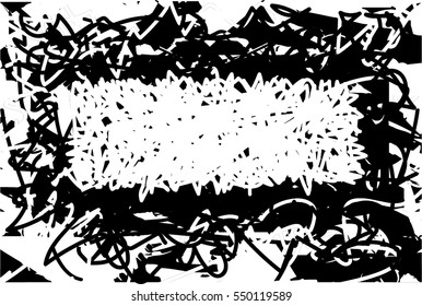 Background black and white abstract texture vector with  dark spots, nets, lines and drawing