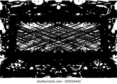 Background black and white abstract texture vector with  dark spots, nets, lines and drawing