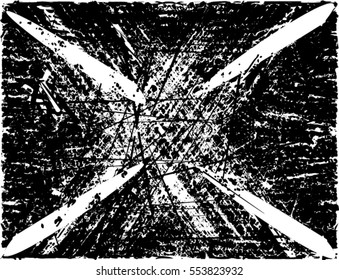 Background black and white abstract texture vector with  dark spots, nets, lines and drawing of letter x