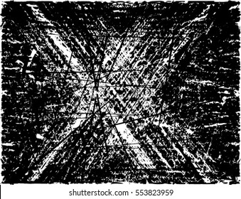 Background black and white abstract texture vector with  dark spots, nets, lines and drawing of letter x