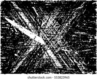 Background black and white abstract texture vector with  dark spots, nets, lines and drawing of letter x