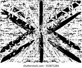 Background black and white abstract texture vector with  dark spots, nets, lines and drawing of butterfly like shape