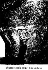 Background black and white abstract texture vector with  dark spots, nets, lines and drawing