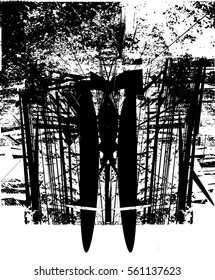 Background black and white abstract texture vector with  symmetrical dark spots, nets, lines and drawing