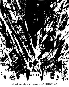 Background black and white abstract texture vector with  dark spots, nets, lines and drawing
