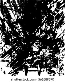 Background black and white abstract texture vector with  dark spots, nets, lines and drawing
